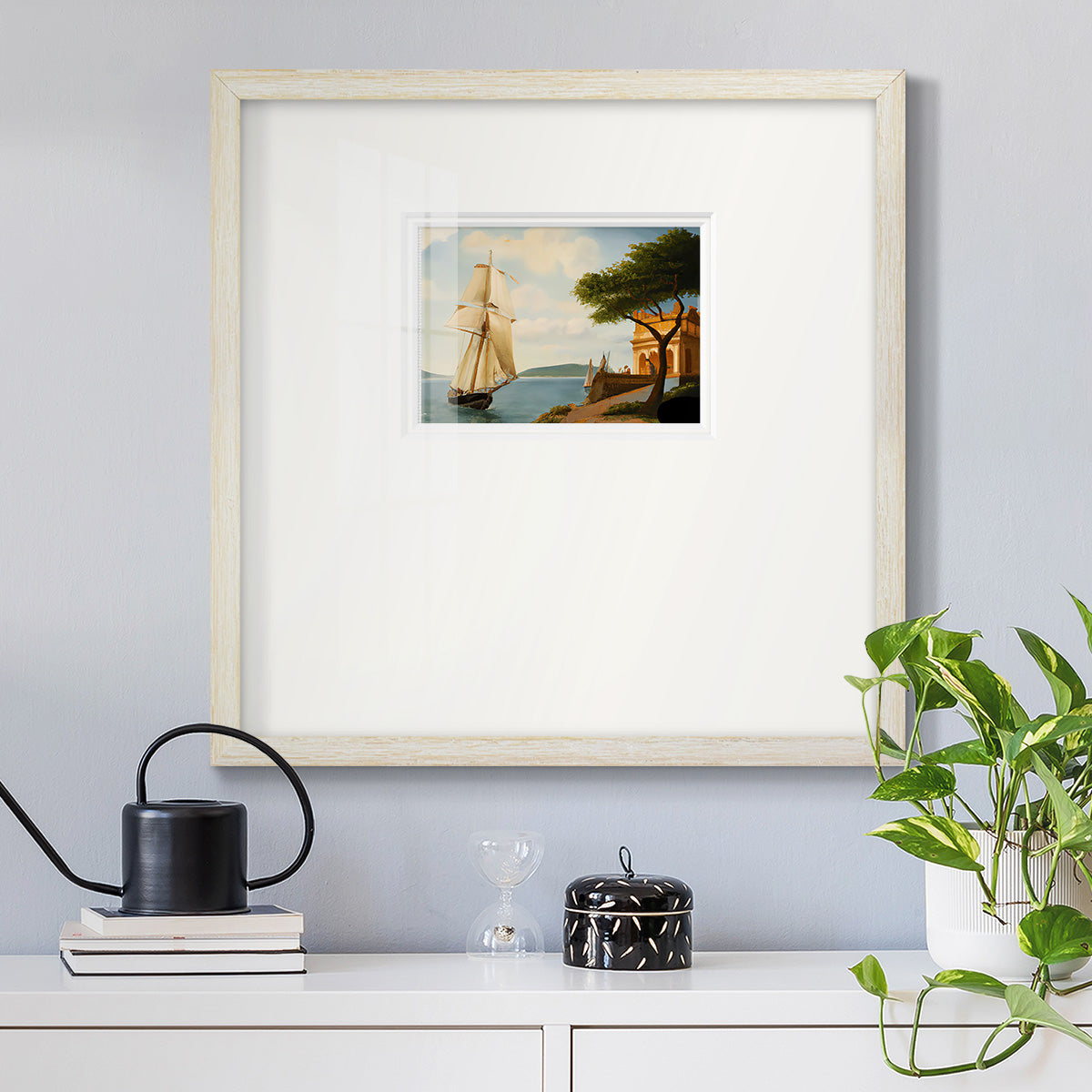 Sail Boat on the Edge Premium Framed Print Double Matboard