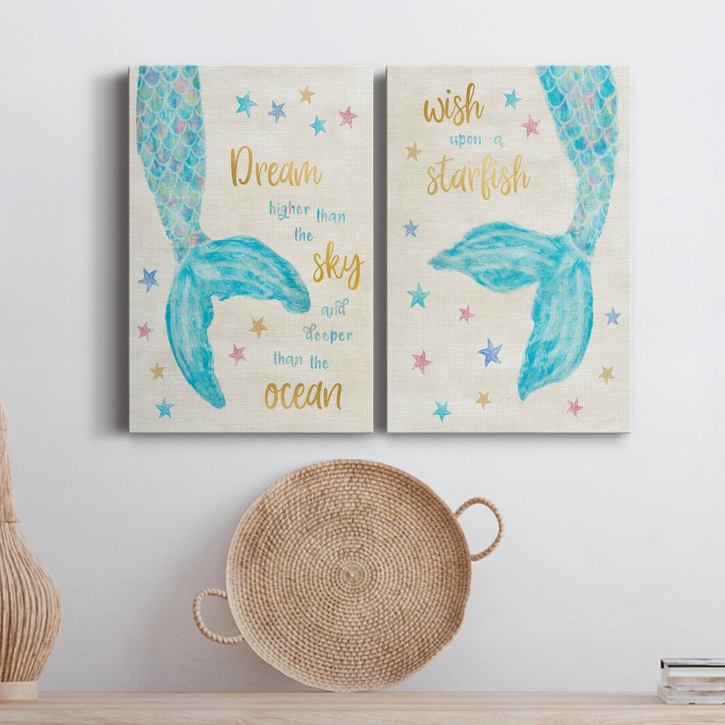 Mermaid Dream Premium Gallery Wrapped Canvas - Ready to Hang - Set of 2 - 8 x 12 Each