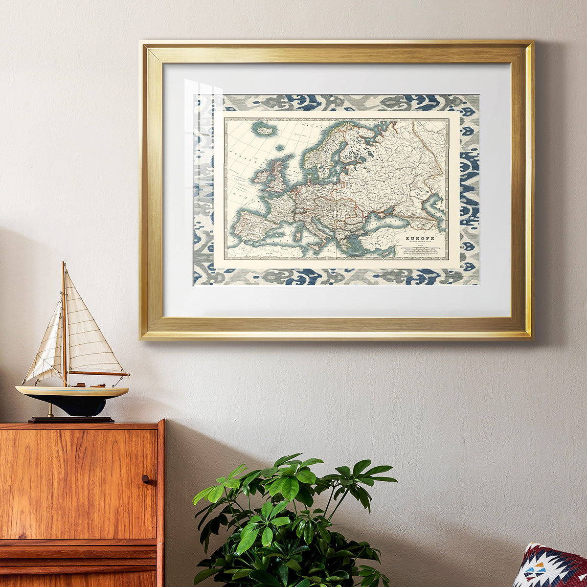 Bordered Map of Europe Premium Framed Print - Ready to Hang