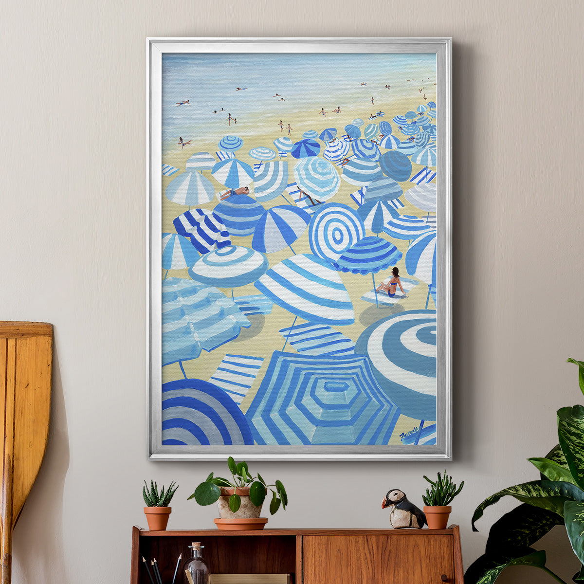 Sky Blue Beach - Modern Framed Canvas Print