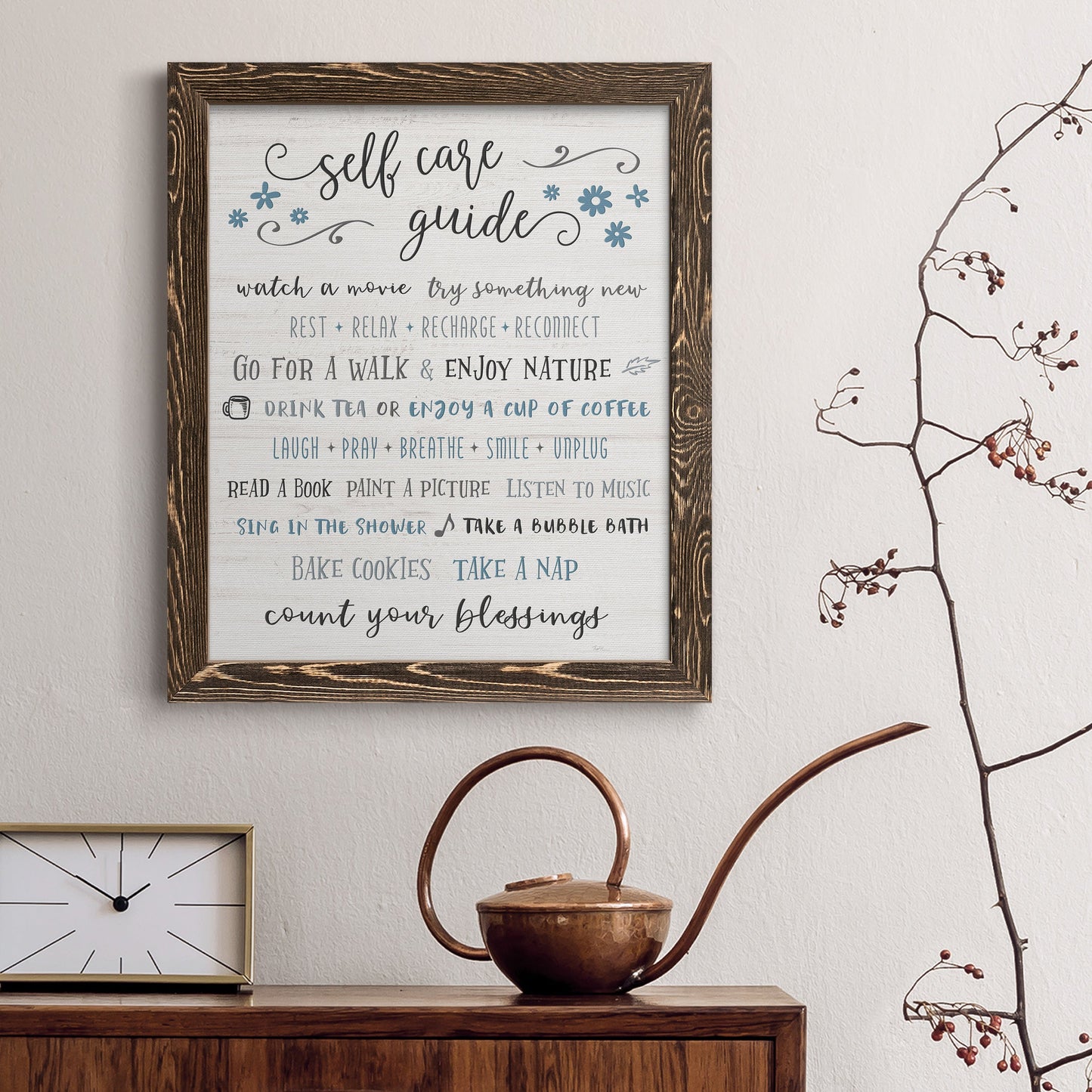 Guide to Self Care - Premium Canvas Framed in Barnwood - Ready to Hang