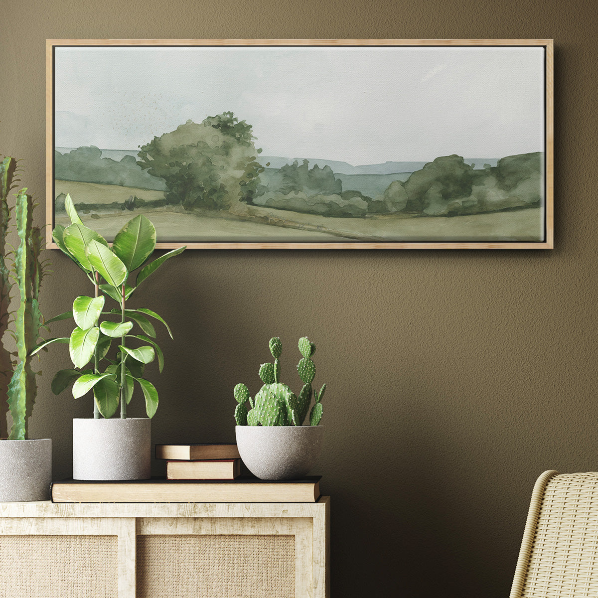 Vintage Landscape Sketch I - Floater Framed Canvas Print