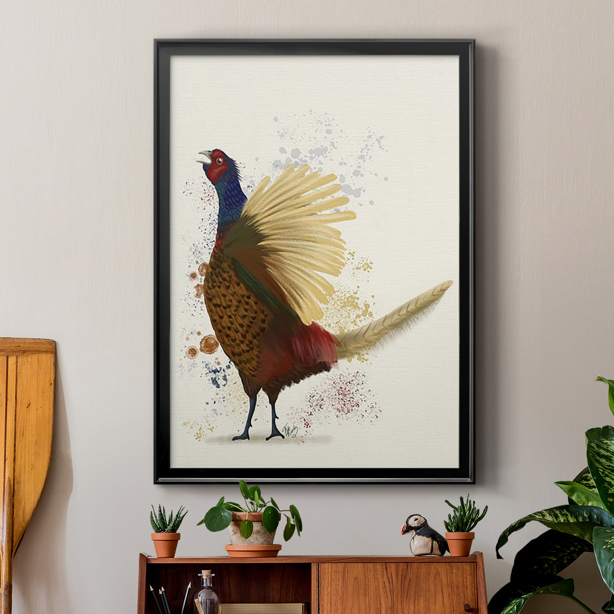 Pheasant Splash 8 - Modern Framed Canvas Print