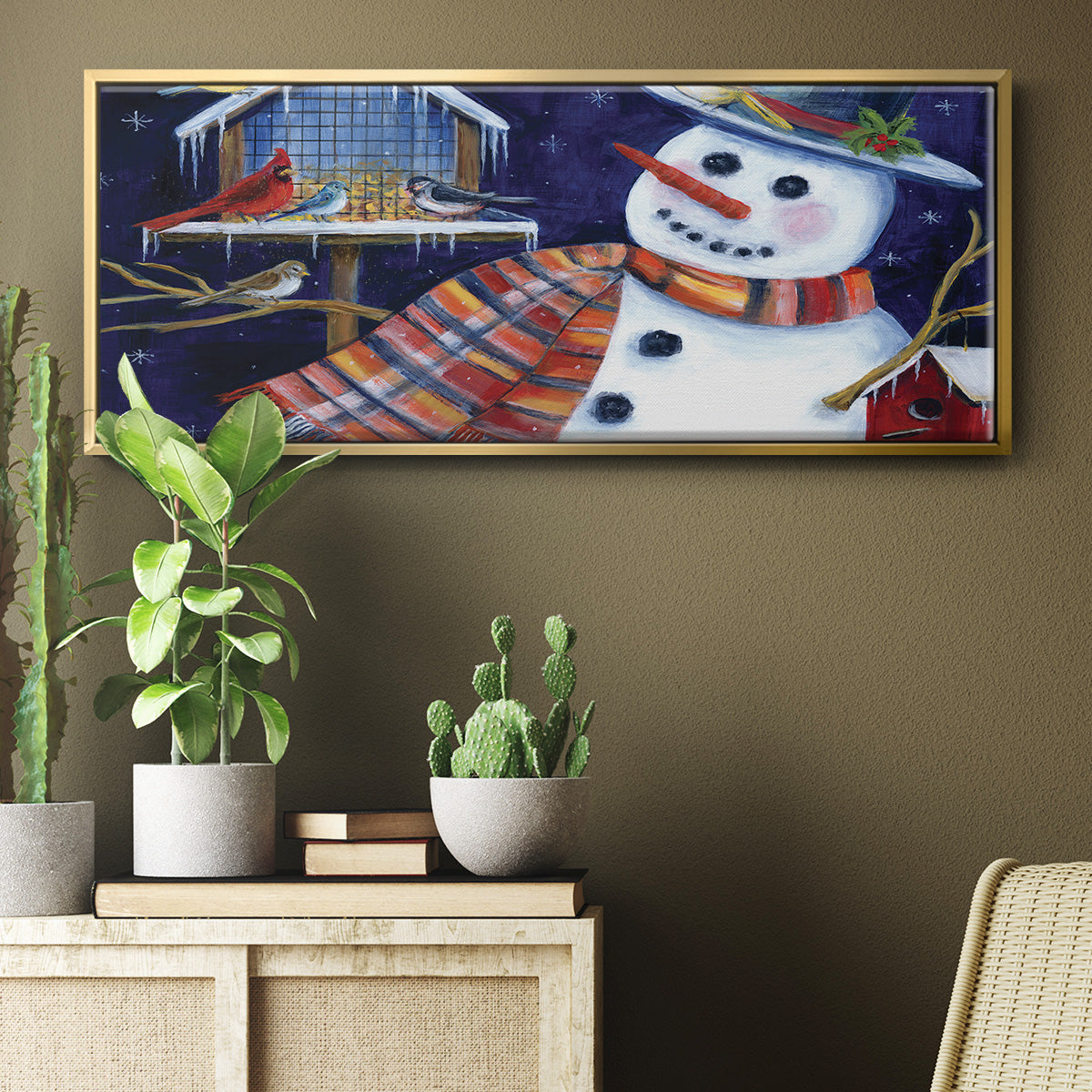 Snow Friends - Floater Framed Canvas Print