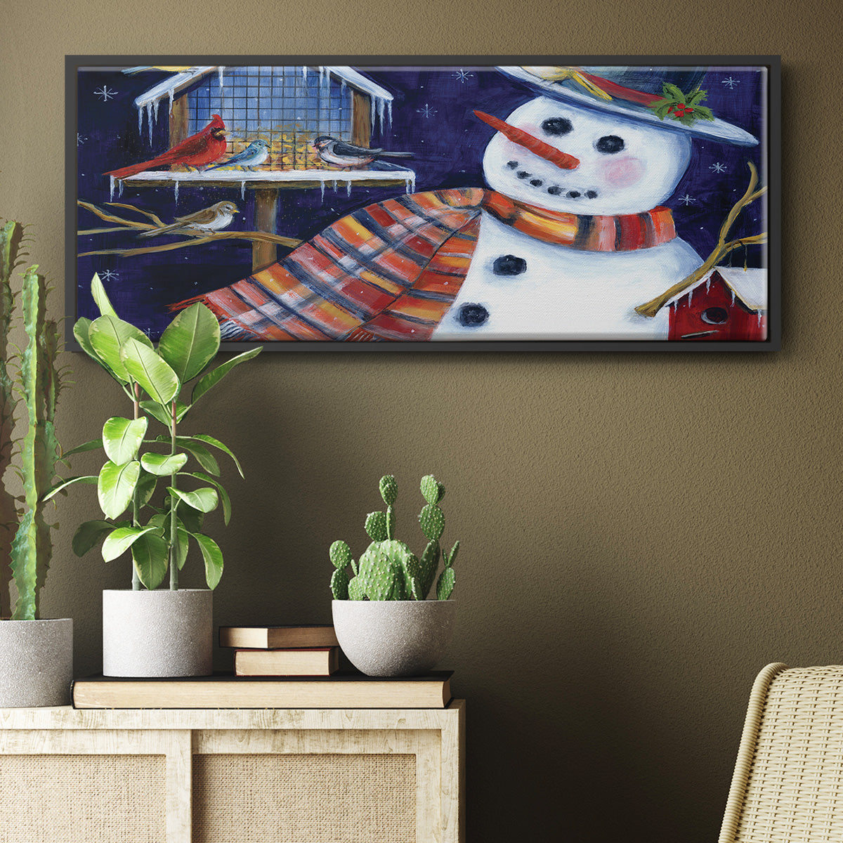 Snow Friends - Floater Framed Canvas Print