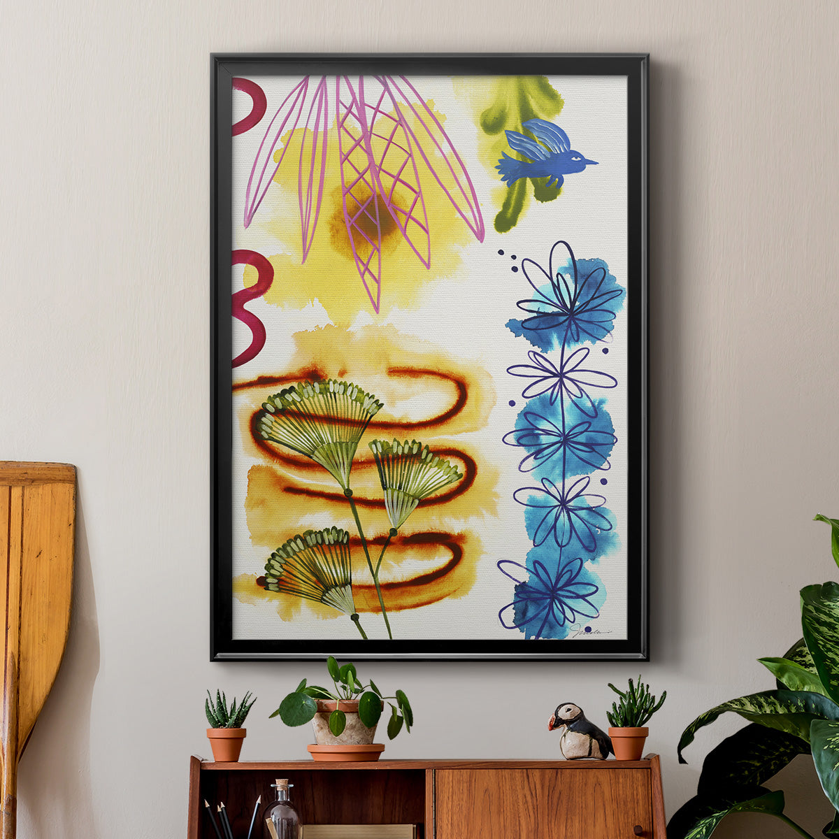 Flower Power I - Modern Framed Canvas Print