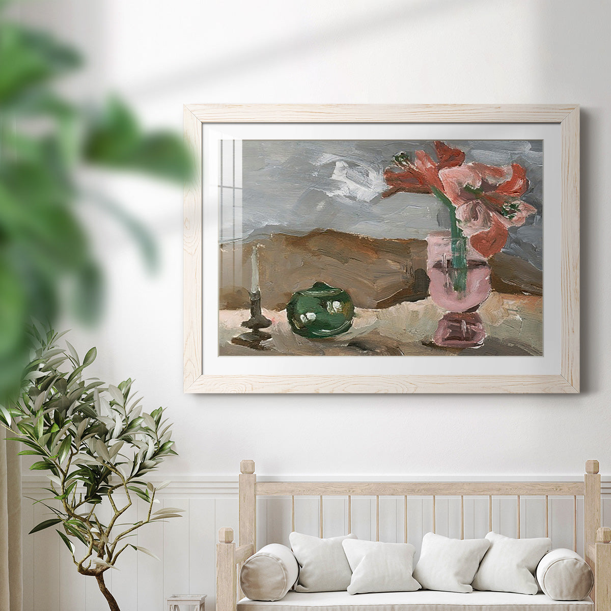 Vase of Pink Flowers II - Barnwood Framed Art Print