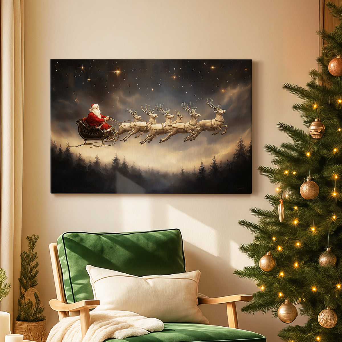 Warm Lantern Carols at Midnight - Canvas Art Print