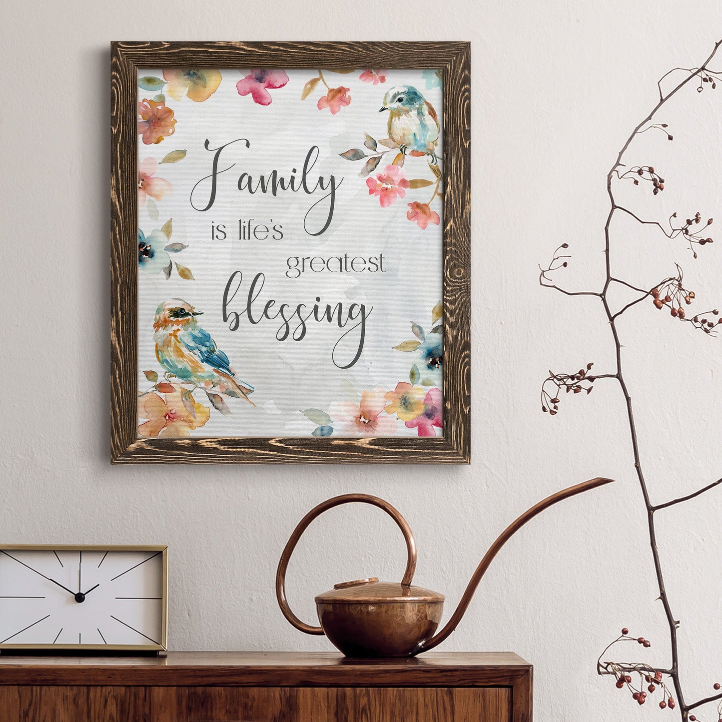 Spring Bird Blessing - Barnwood Framed Canvas Print