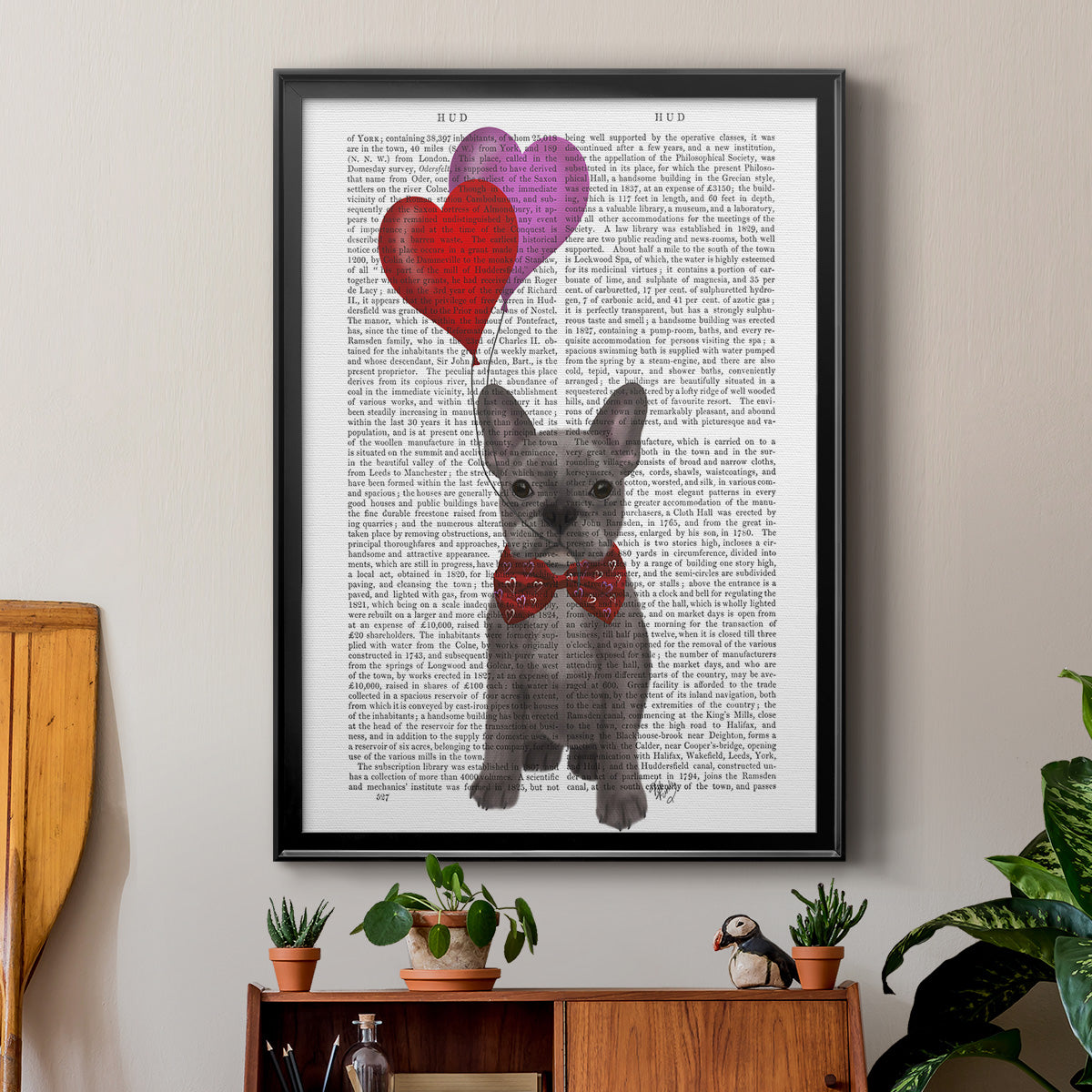 French Bulldog and Balloons - Modern Framed Canvas Print