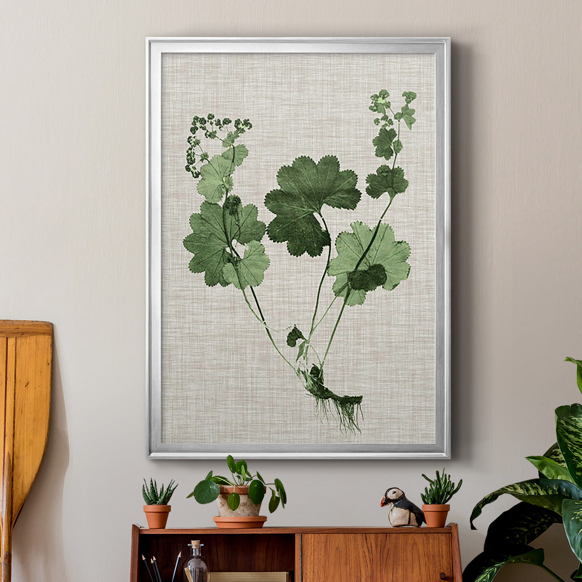 Forest Foliage on Linen I - Modern Framed Canvas Print