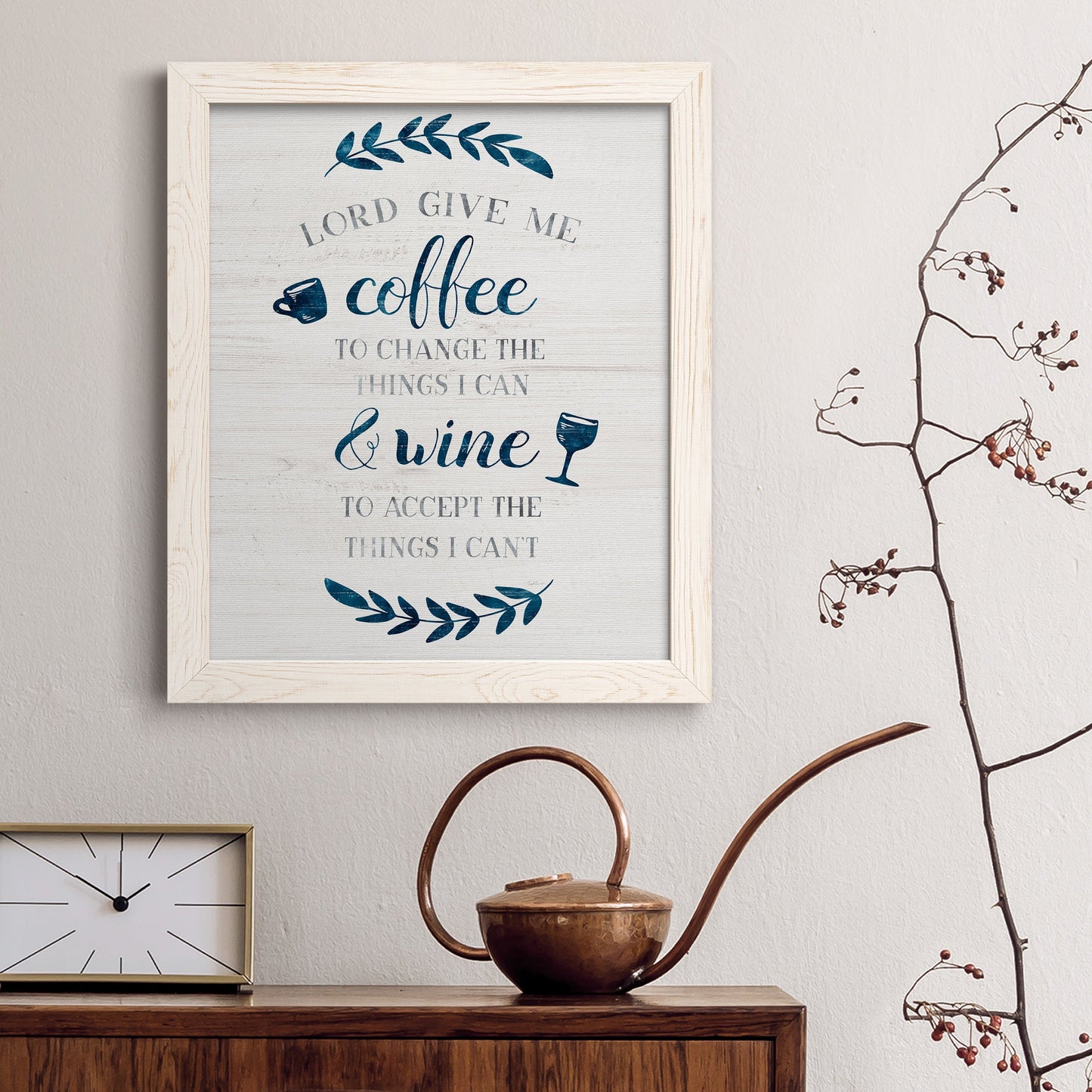 Coffee & Wine - Barnwood Framed Canvas Print