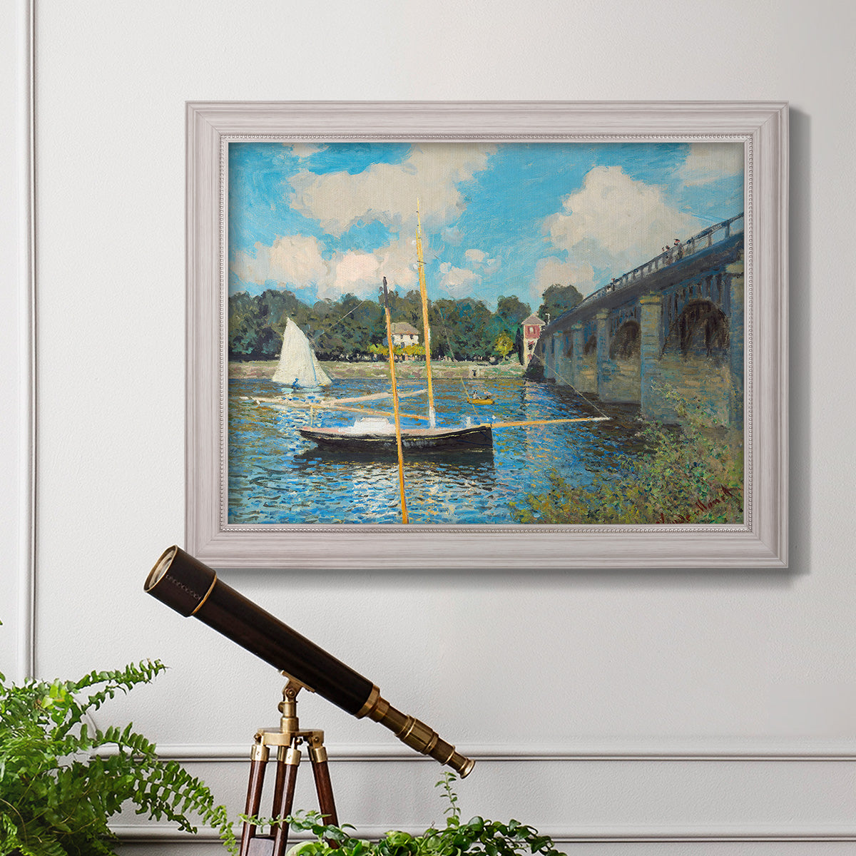 The Road Bridge At Argenteuil - Ornate Framed Canvas Print