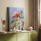 Canvas art print of a stylized figure with flowing lines and vivid tones styled in a home decor setting.