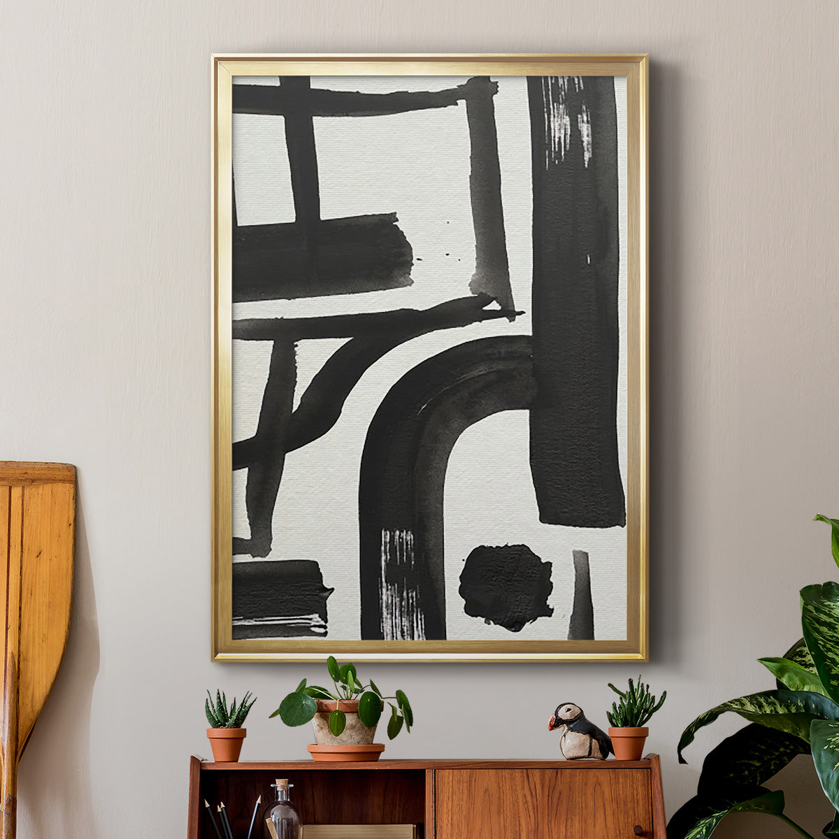 Inkwell Intersect I - Modern Framed Canvas Print