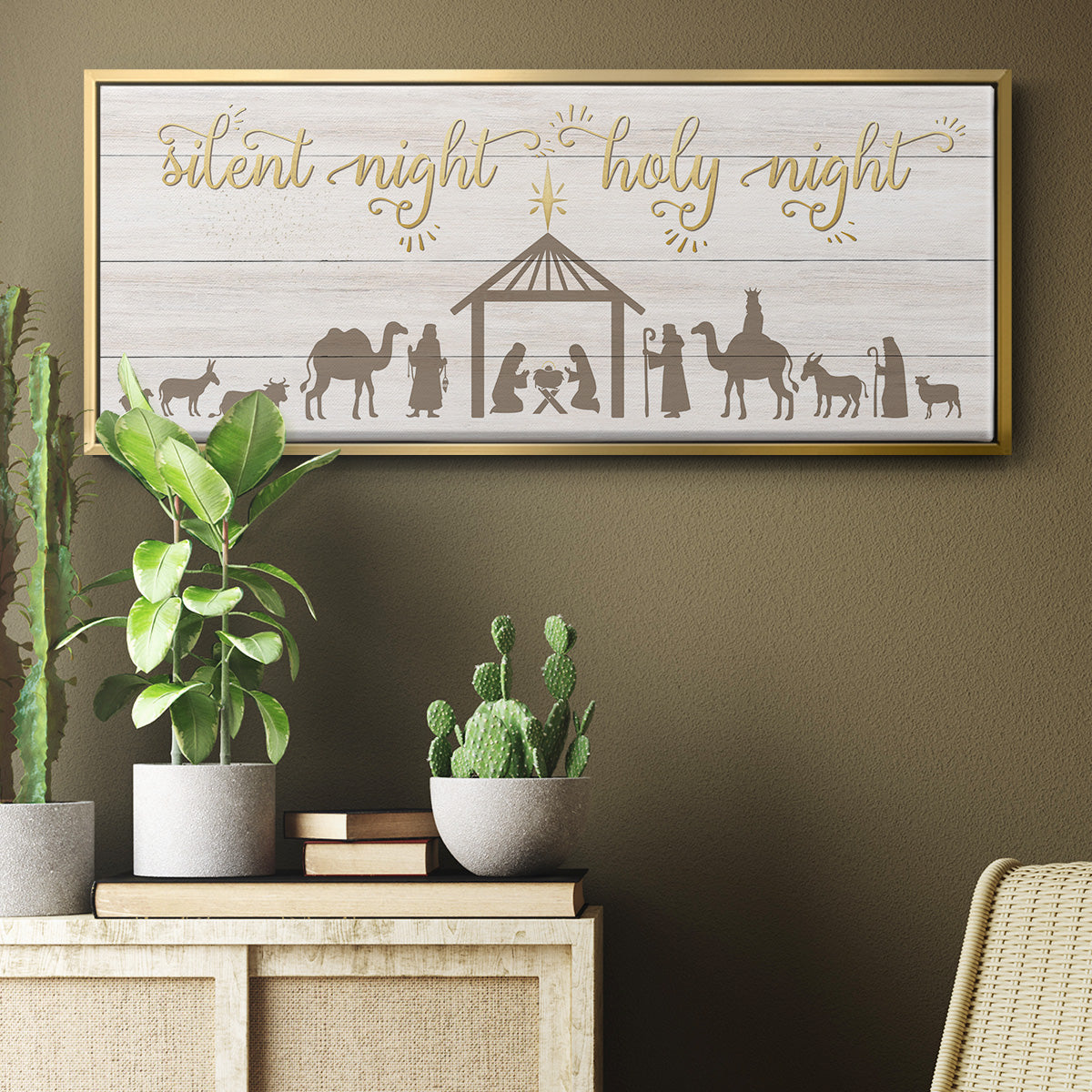 Silent Night Nativity - Floater Framed Canvas Print