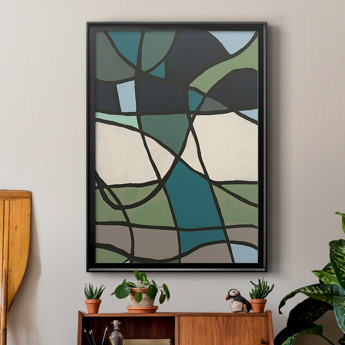 Multicolor Stained Glass I - Modern Framed Canvas Print