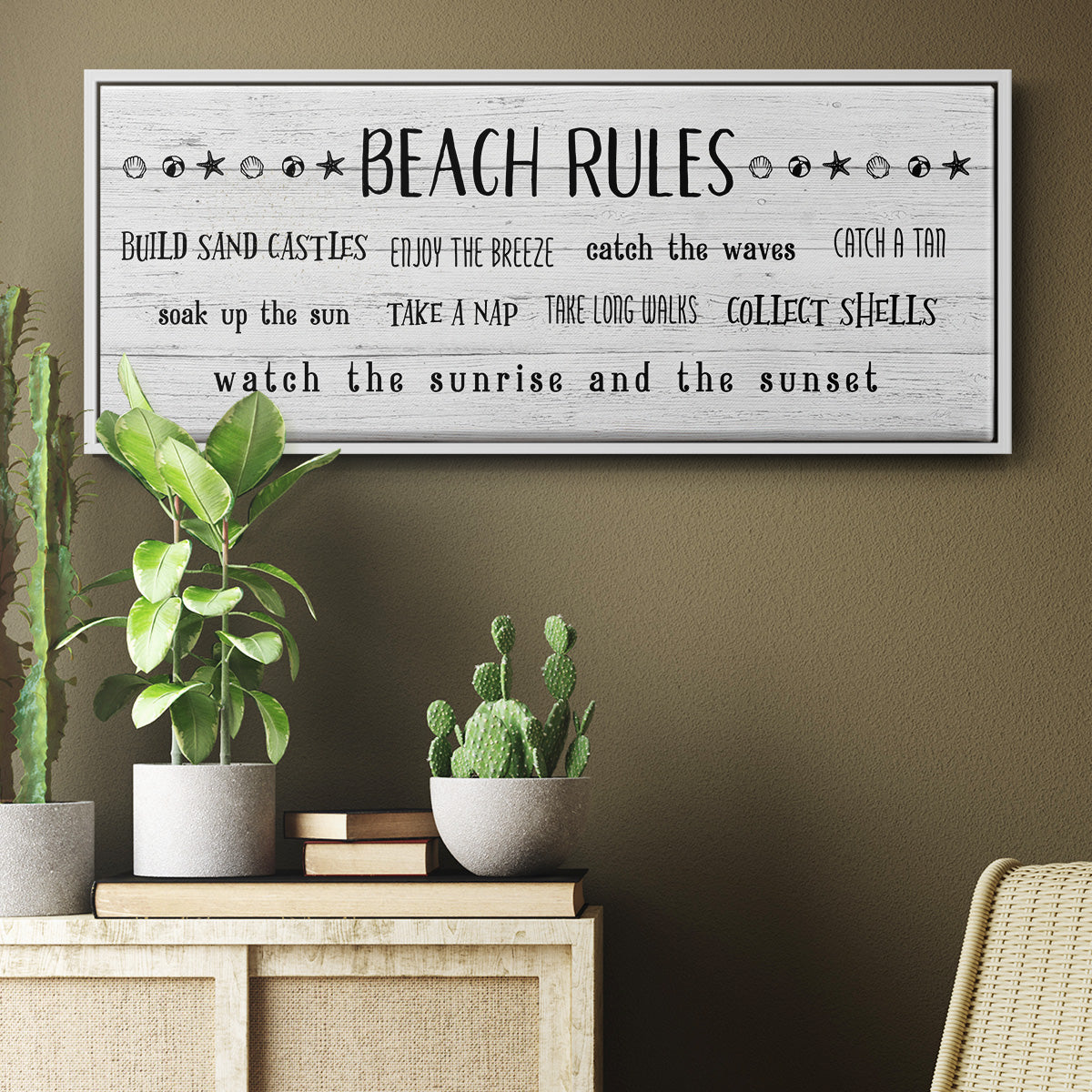 Rules of the Beach - Floater Framed Canvas Print