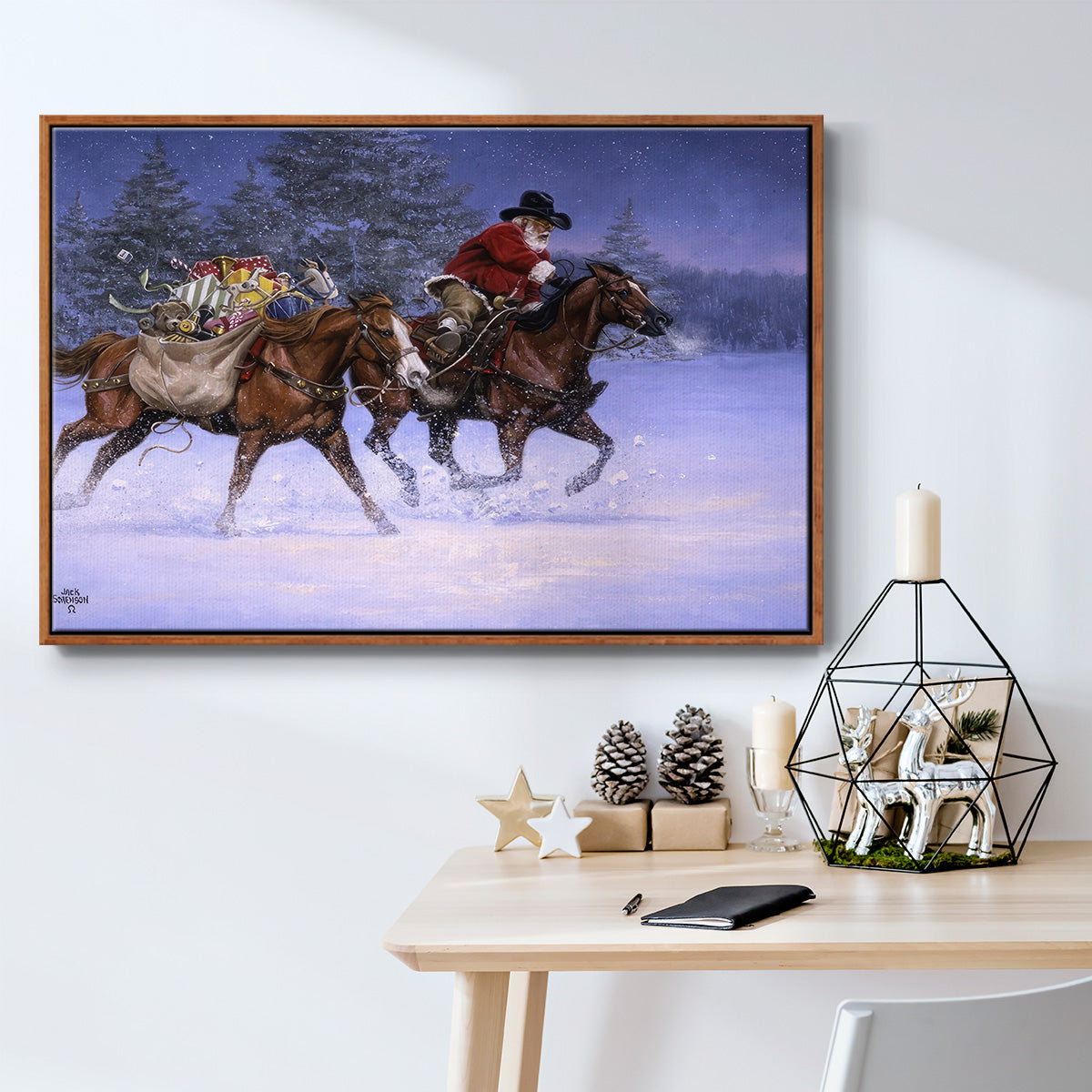 Christmas Rush - Framed Gallery Wrapped Canvas in Floating Frame