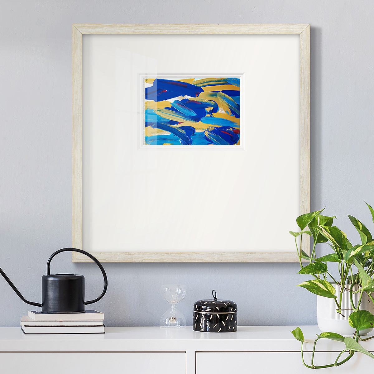 Blue and Gold Abstrat I Premium Framed Print Double Matboard