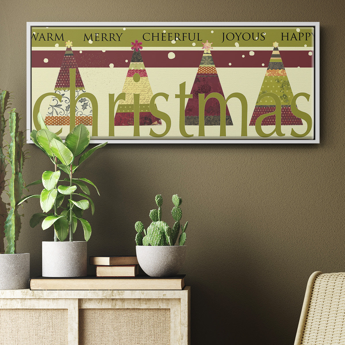 Happy Merry Joyous - Floater Framed Canvas Print