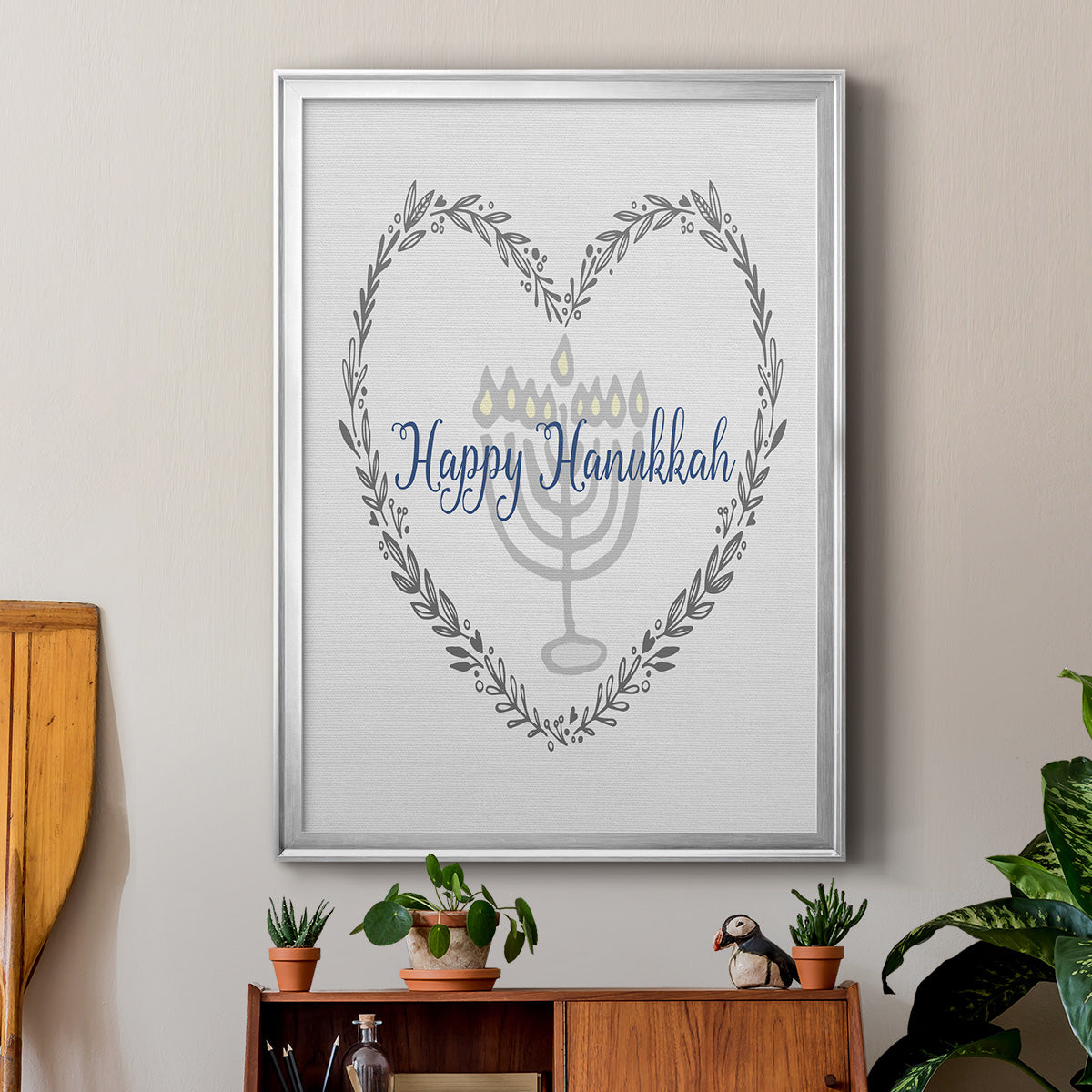 Hanukkah Heart - Modern Framed Canvas Print