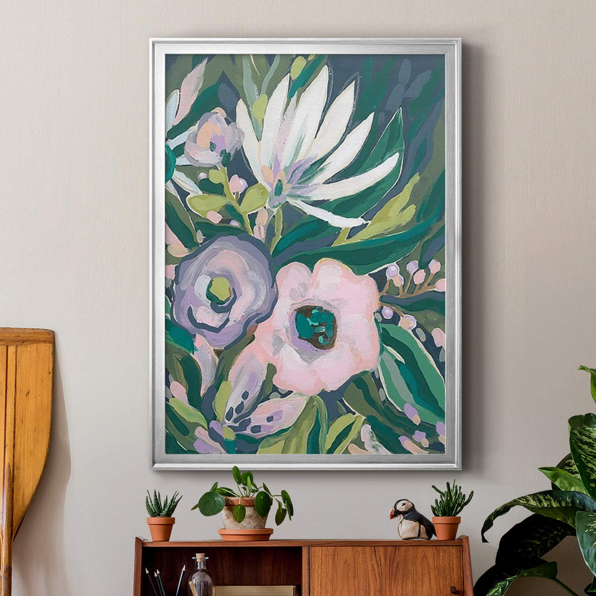 Purple Jungle Garden II - Modern Framed Canvas Print