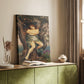 Canvas art print of a mythic female figure intertwined with organic shapes styled in a home decor setting.