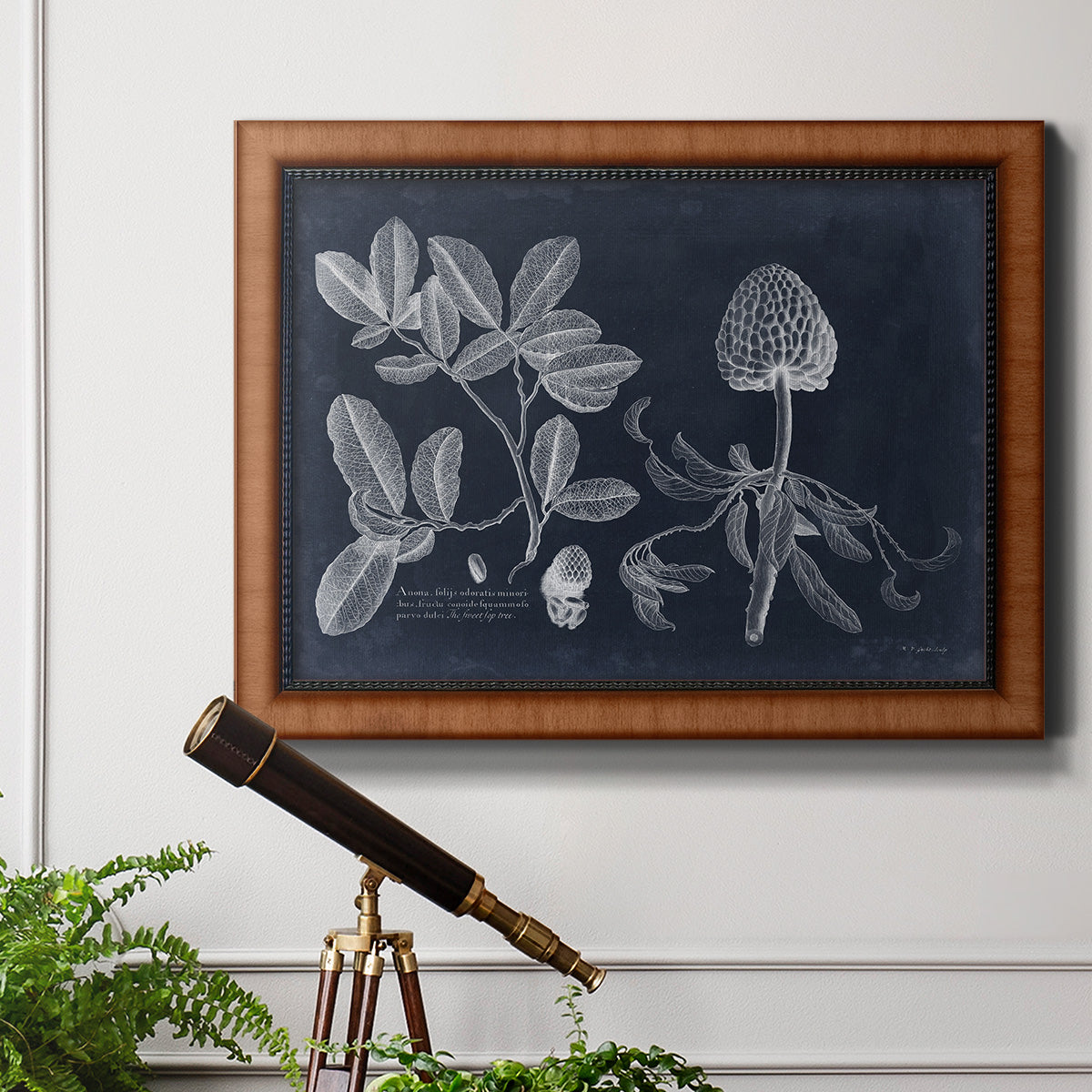 Foliage on Navy II Premium Framed Canvas- Ready to Hang