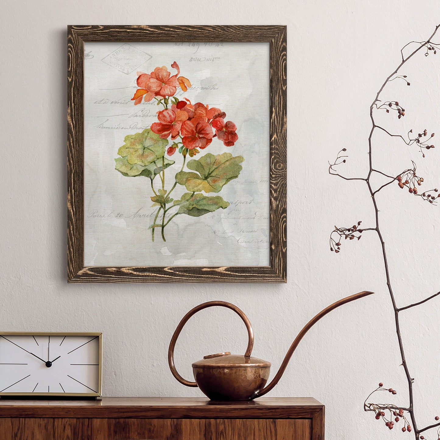 Linen Geranium - Premium Canvas Framed in Barnwood - Ready to Hang