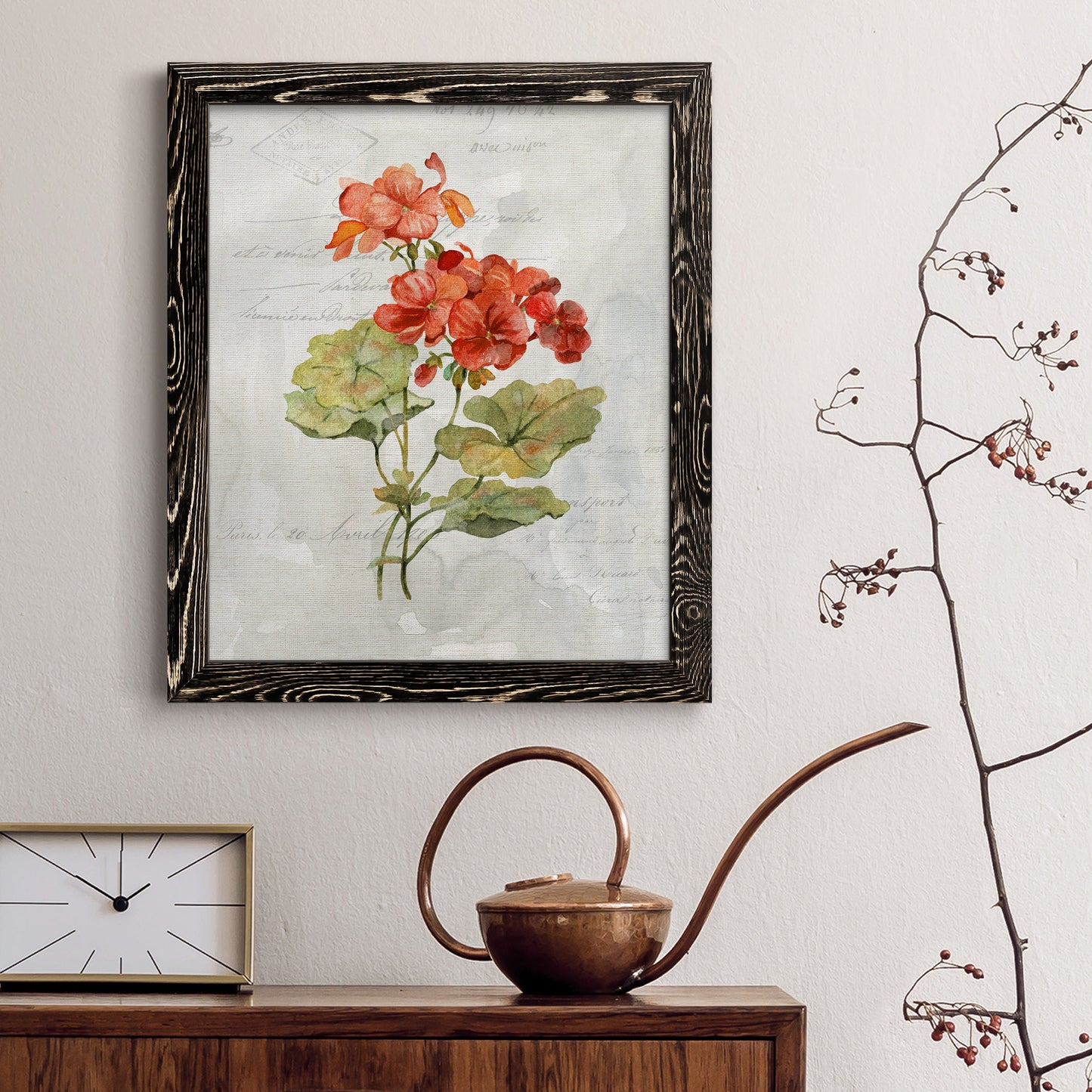 Linen Geranium - Premium Canvas Framed in Barnwood - Ready to Hang