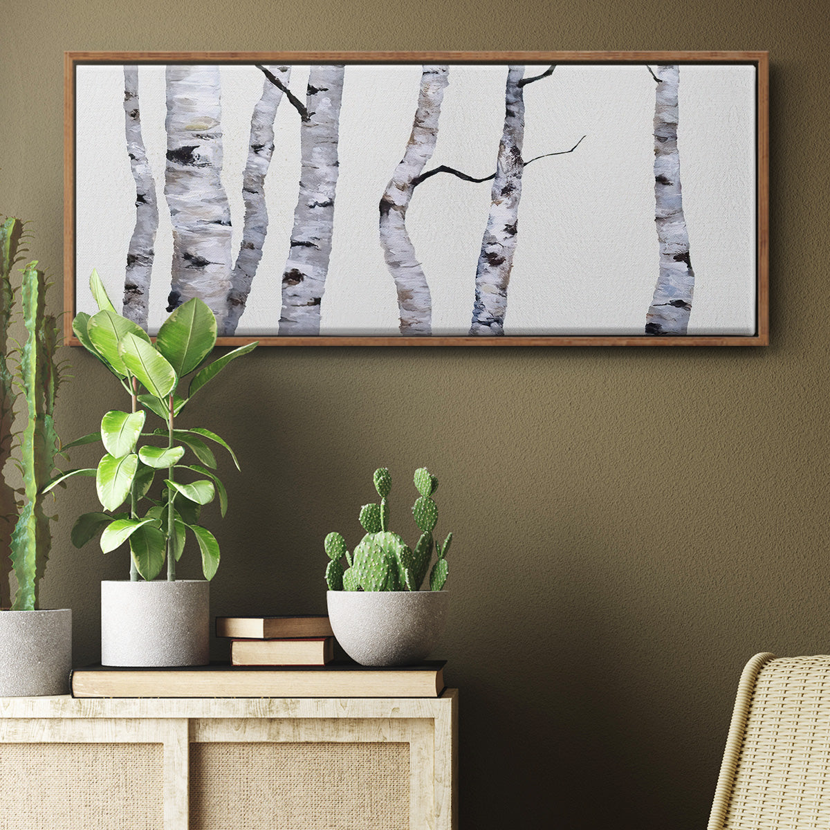 Birch Trees I - Floater Framed Canvas Print