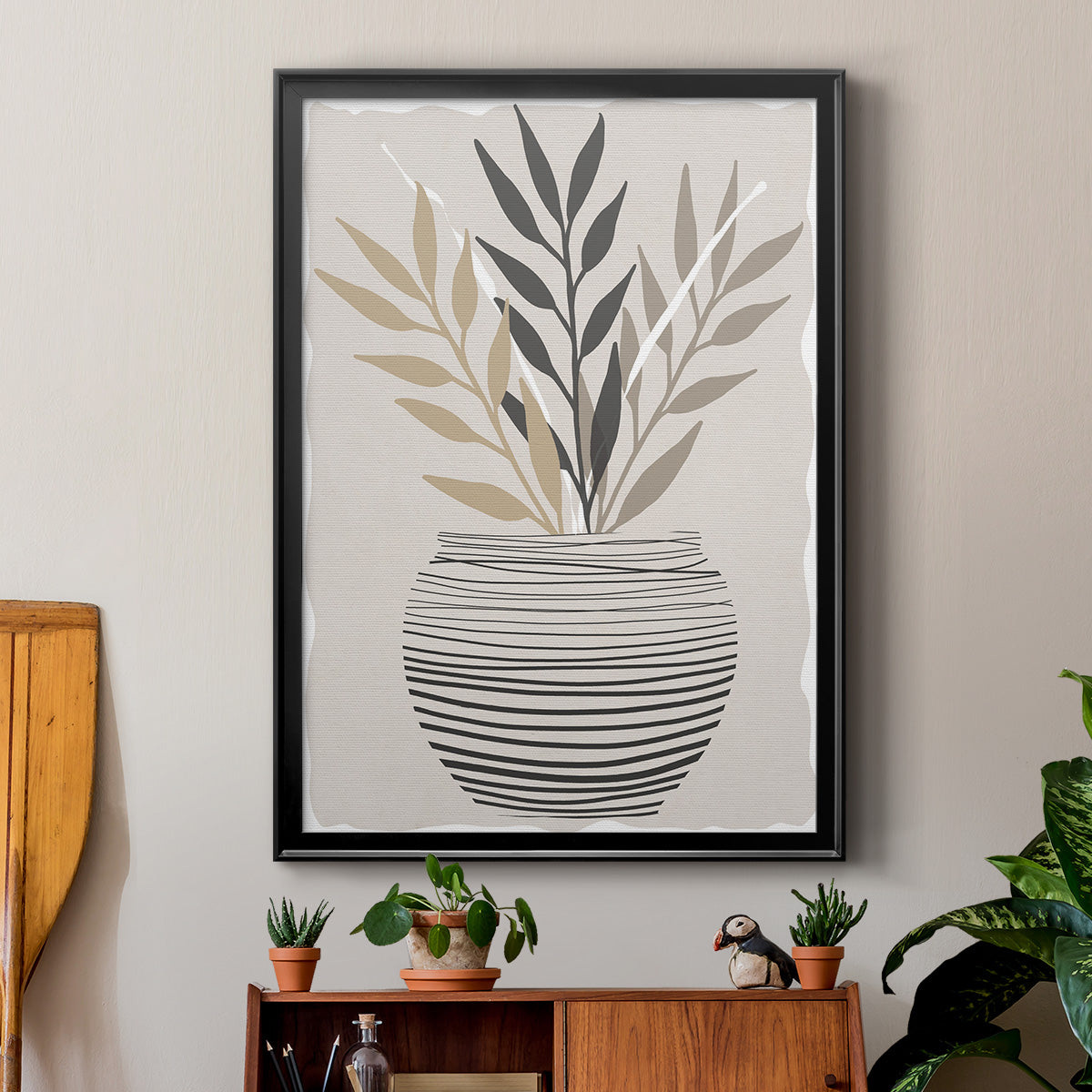 Palm Arrangement I - Modern Framed Canvas Print