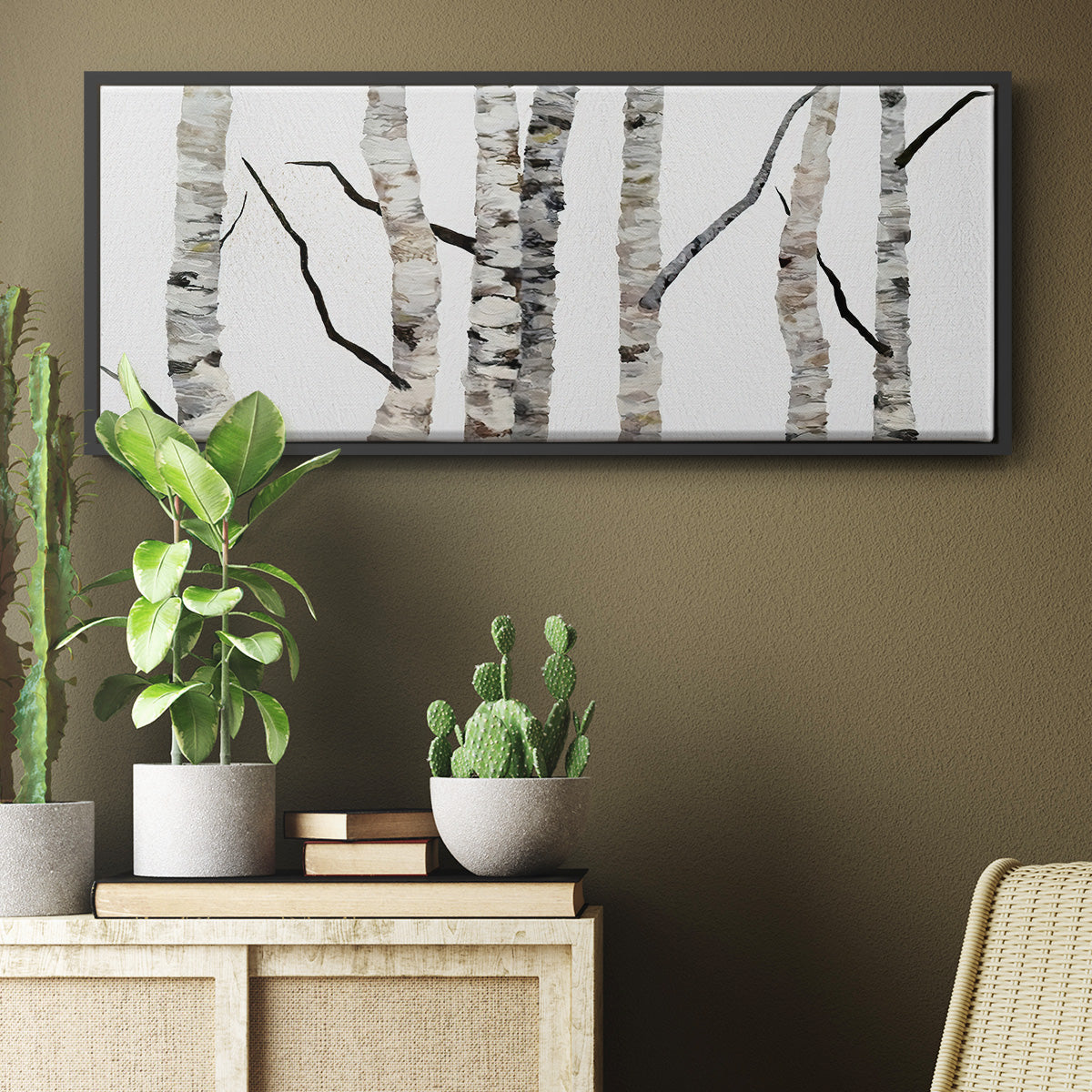Birch Trees II - Floater Framed Canvas Print
