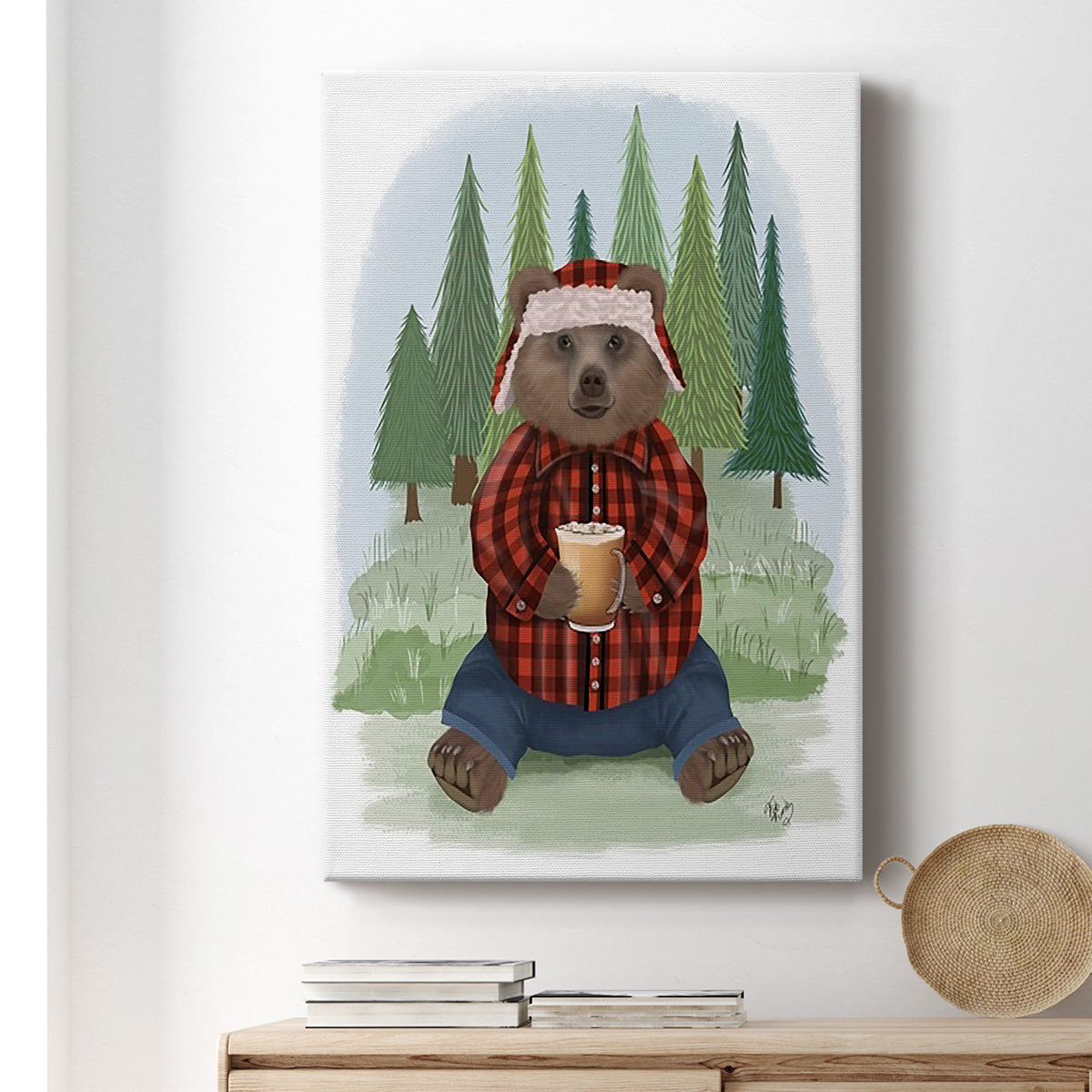 Lumberjack Bear Latte - Canvas Art Print