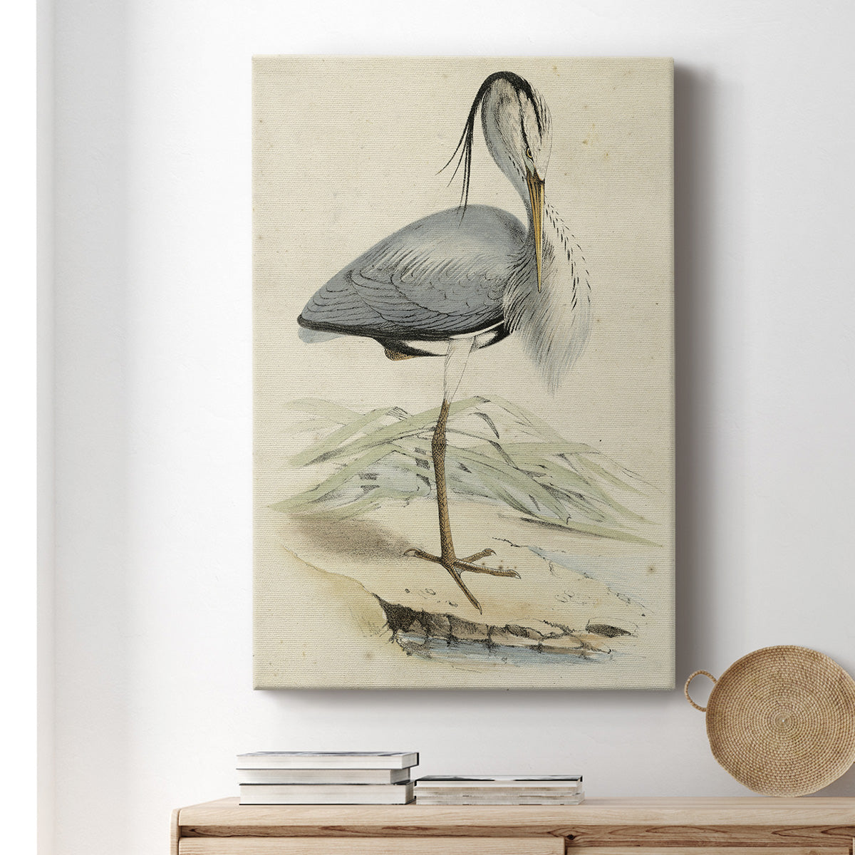 Embellished Antique Heron IV (ASH) Premium Gallery Wrapped Canvas - Ready to Hang