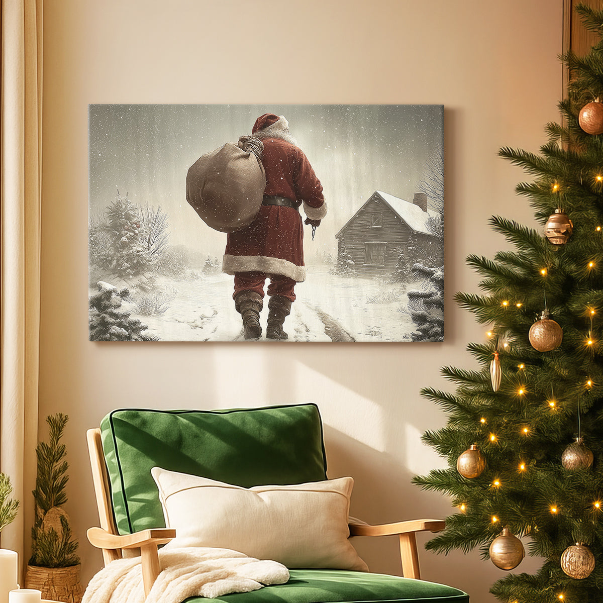 Eve of Tinsel-Gold Icicles - Canvas Art Print