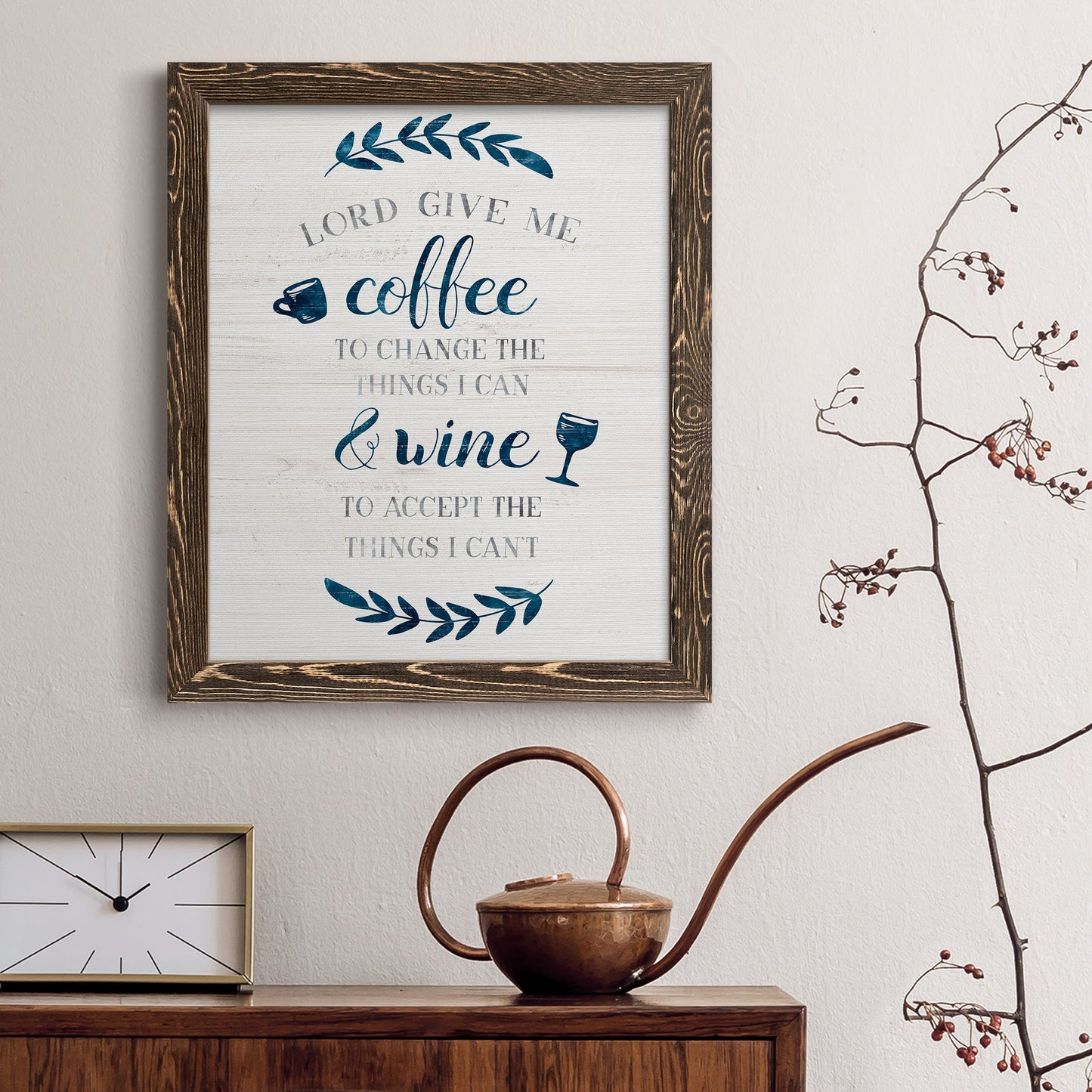 Coffee & Wine - Barnwood Framed Canvas Print