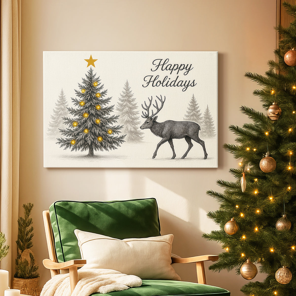 Tinsel-Gold Nativity Carol - Canvas Art Print