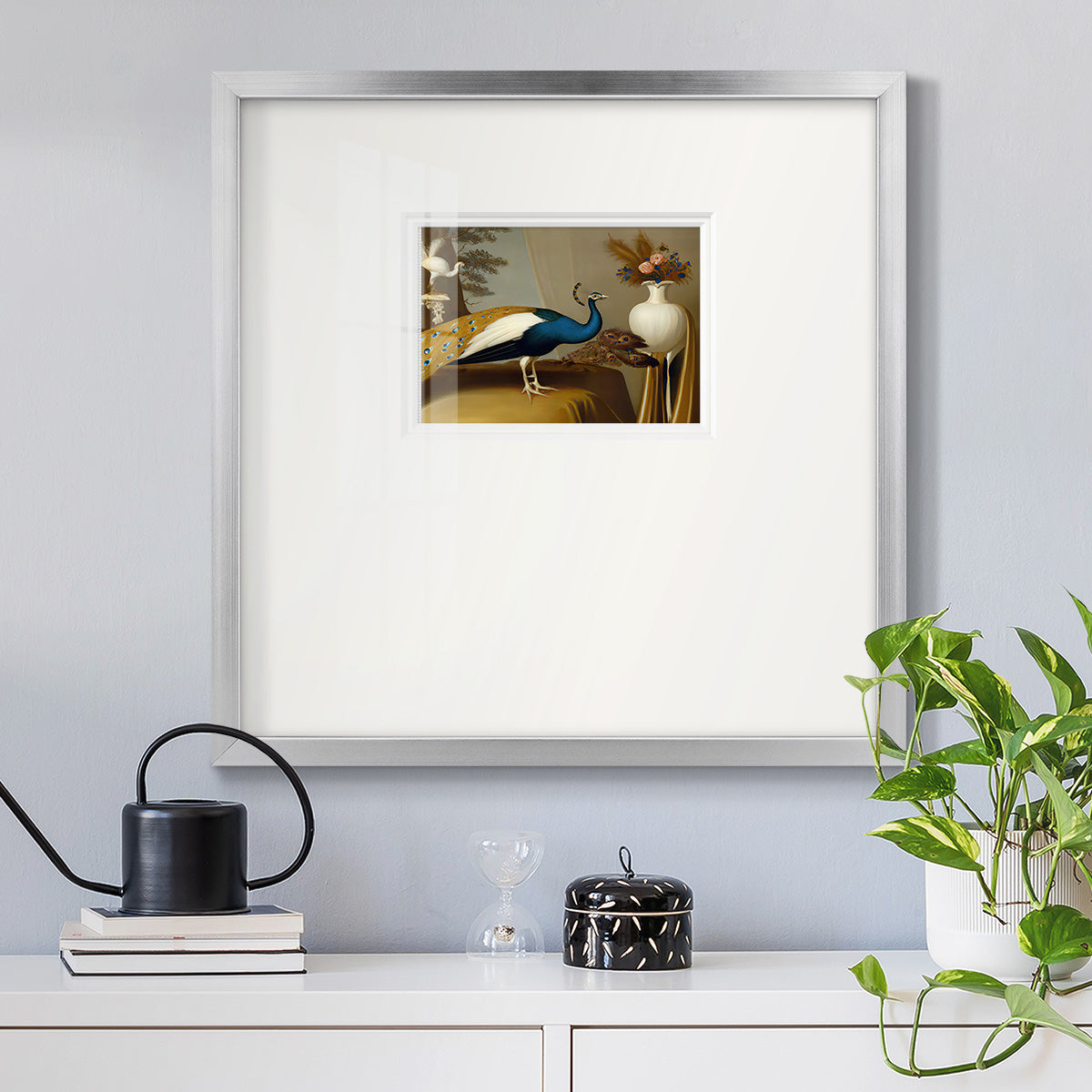 Golden Peacock v Premium Framed Print Double Matboard