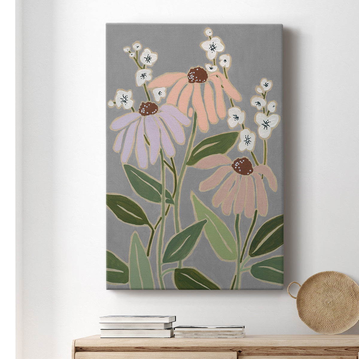 Woodblock Floral I Premium Gallery Wrapped Canvas - Ready to Hang