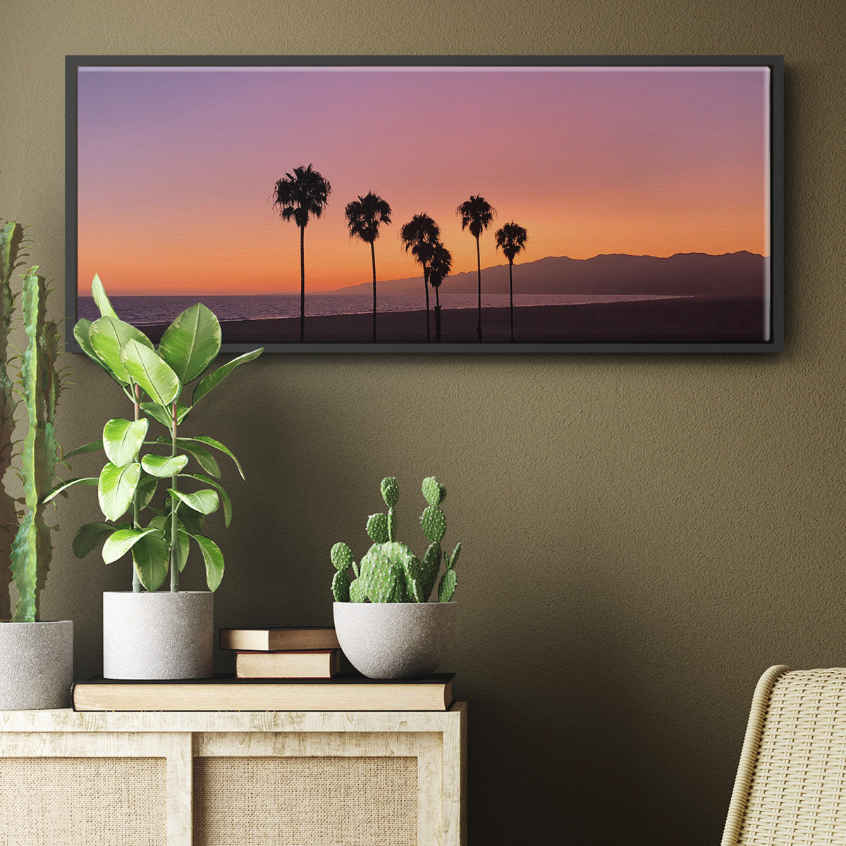 Sunset of Santa Monica - Floater Framed Canvas Print