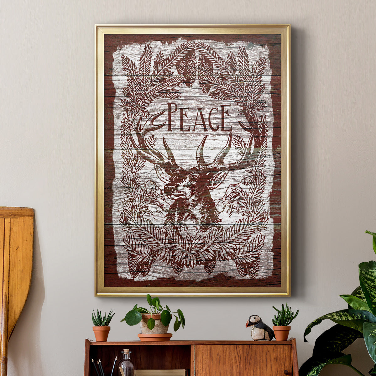 Red Wood Peace -  Framed Canvas Print