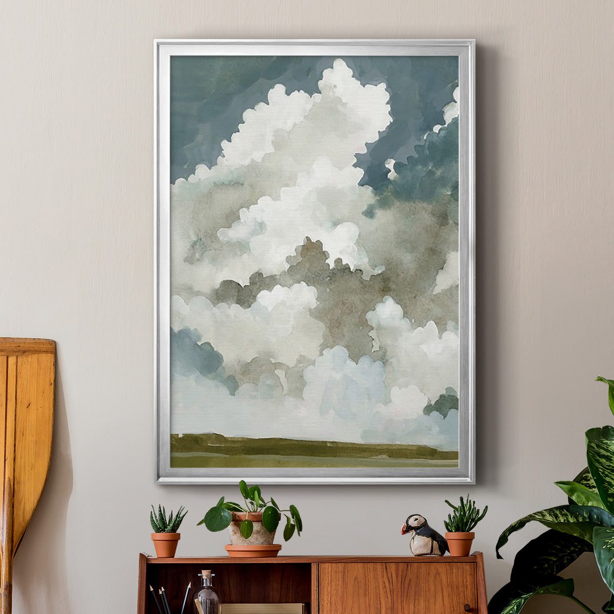 Vast Neutral Sky I - Modern Framed Canvas Print