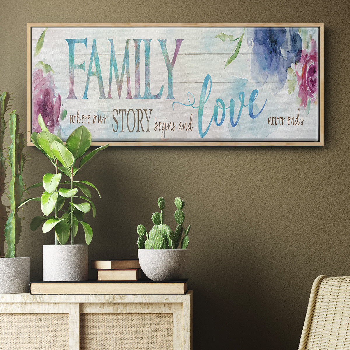 Family Love Story - Floater Framed Canvas Print
