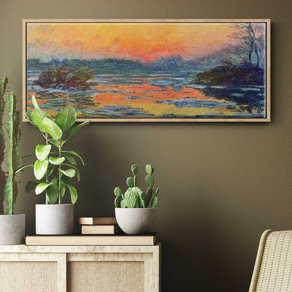 Sunset on the Seine in Winter, 1880 - Floater Framed Canvas Print