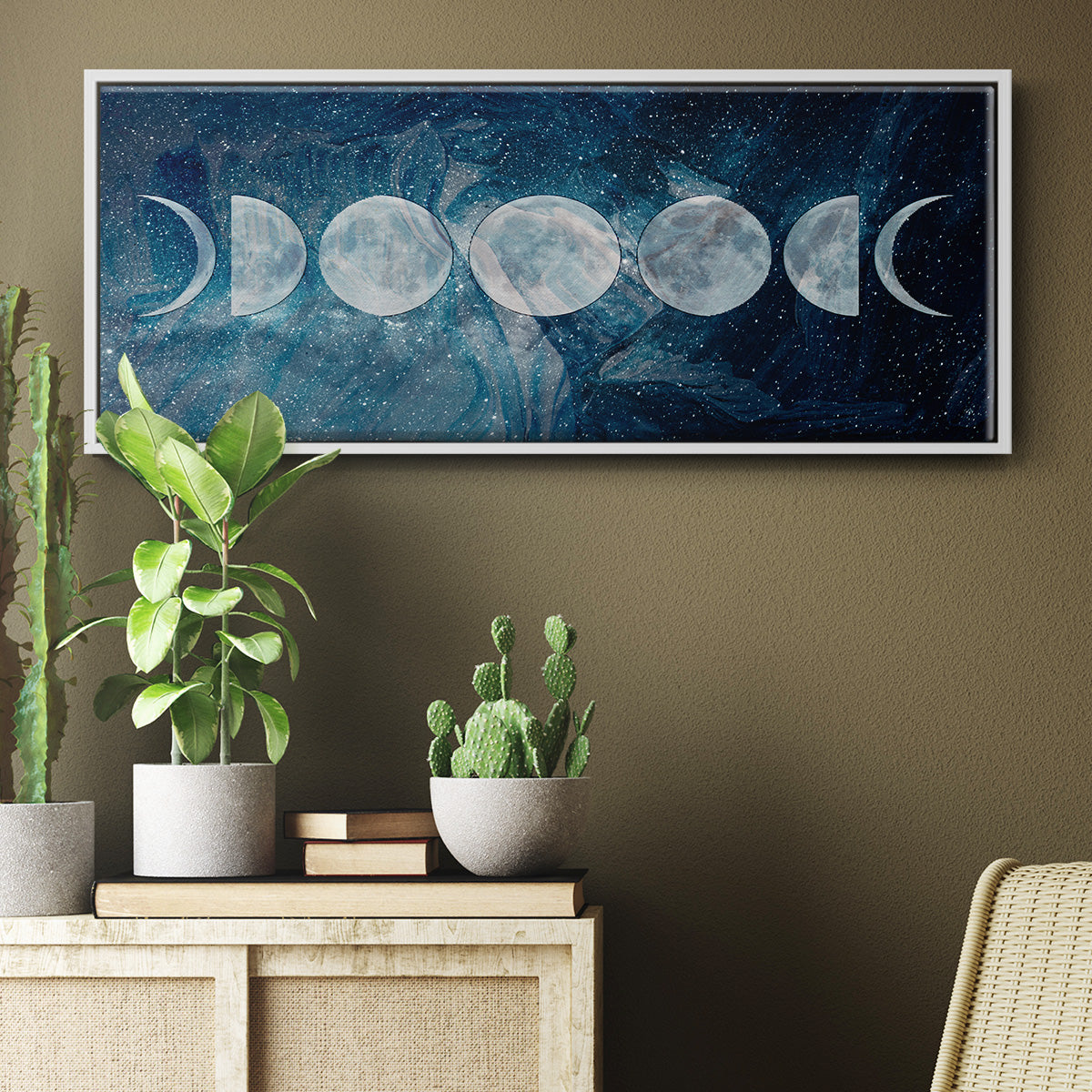Moon Phases - Floater Framed Canvas Print