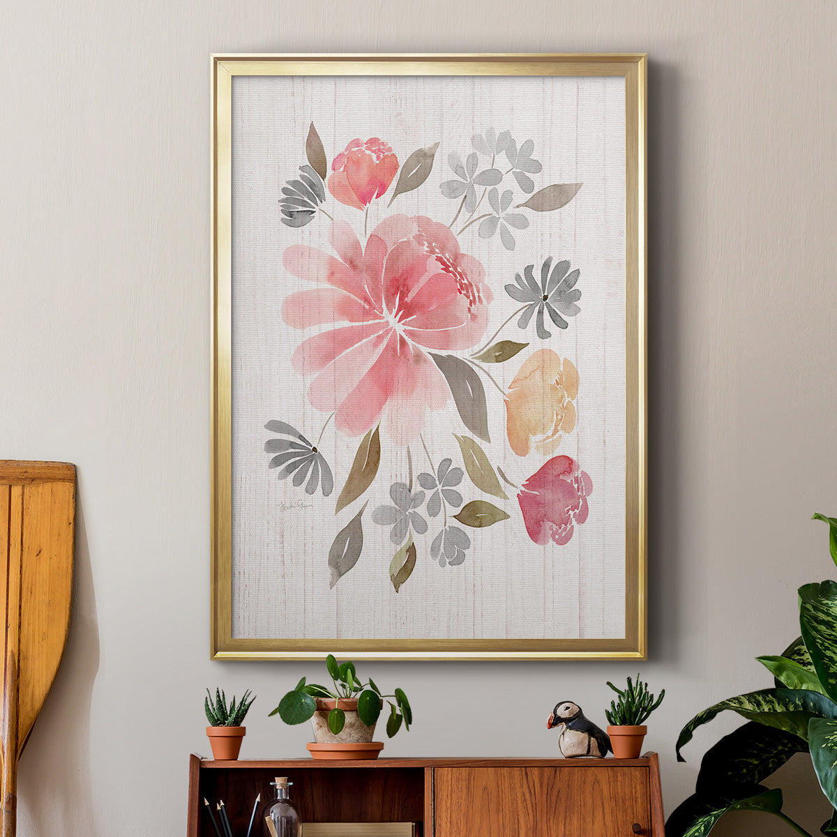 Loose Peonies I - Modern Framed Canvas Print