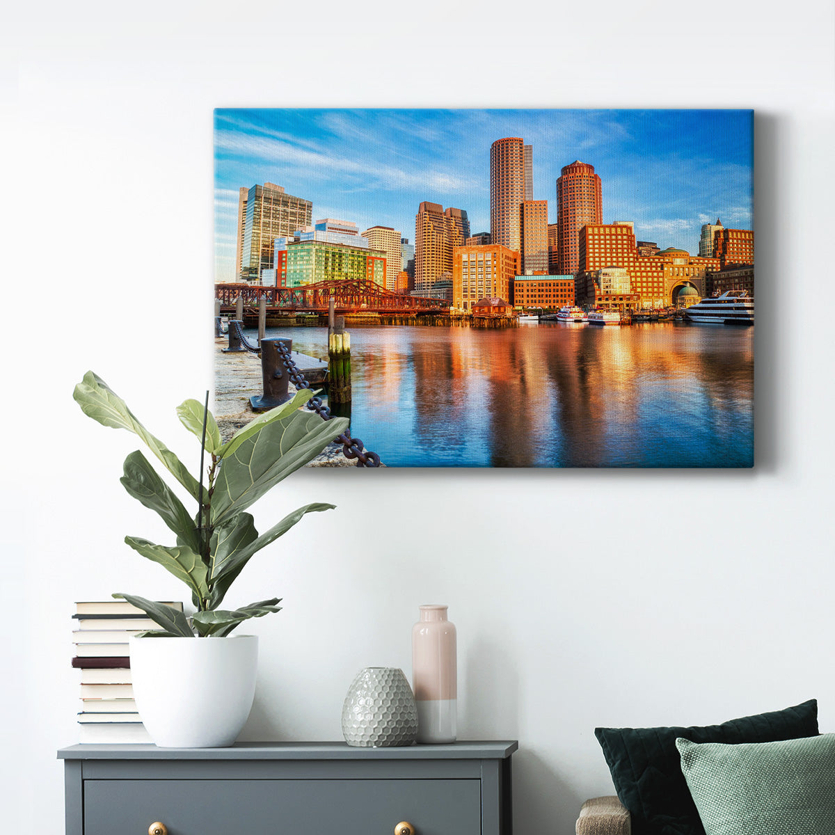 Boston Skyline with Financial District - Canvas Art Print