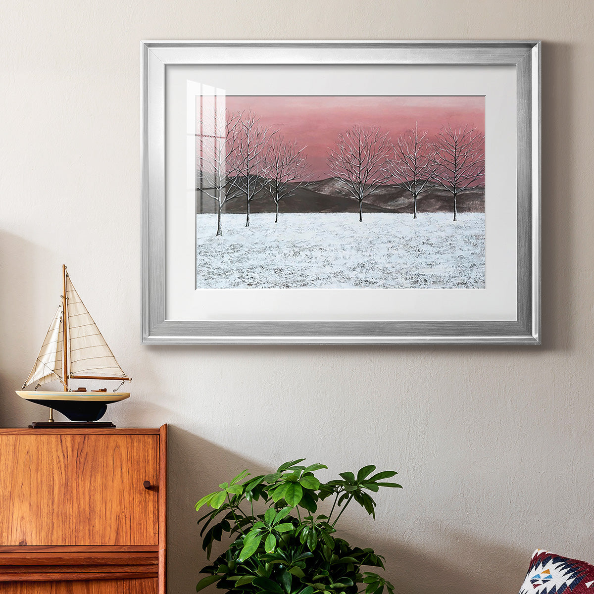 Sunset Snowfall I Premium Framed Print - Ready to Hang